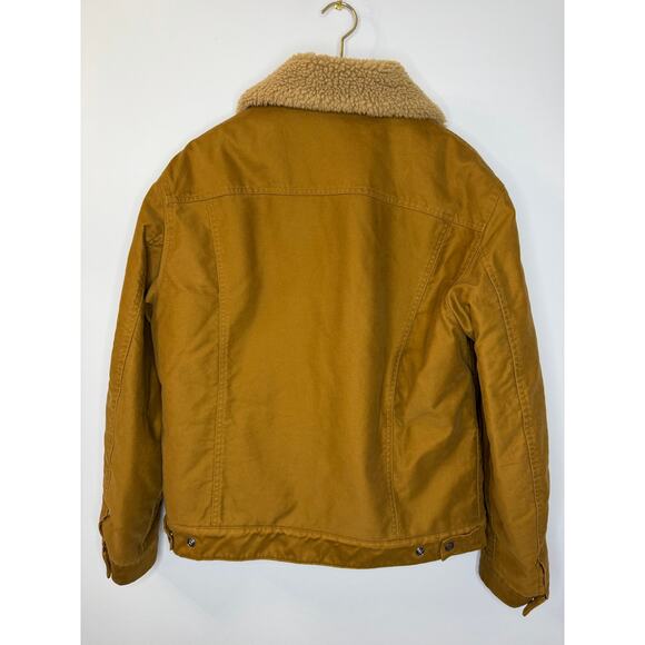 Uniqlo U Lemaire Men U Pile-lined Trucker Jacket Preppy Tan Cotton Moleskin Sz L - Picture 7 of 14